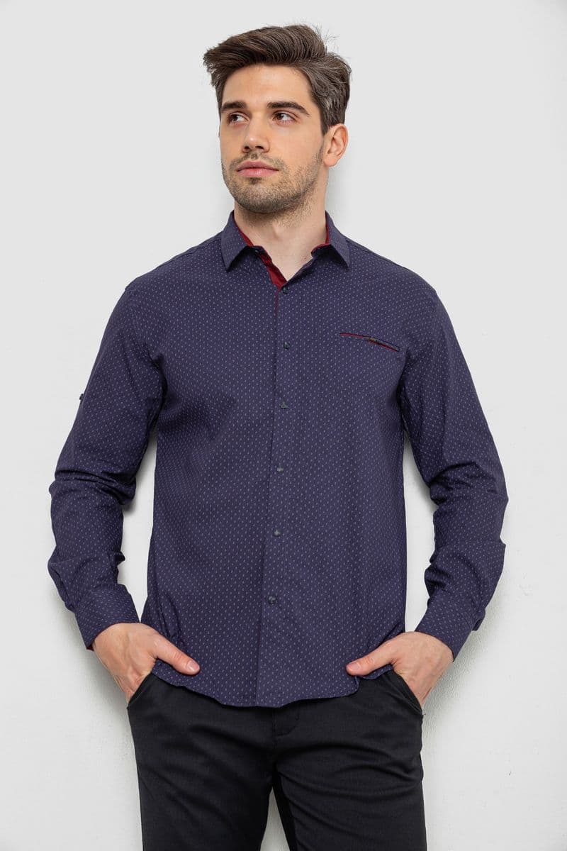 Сорочка чоловіча з принтом, колір синій, 214R7173 - зображення 1