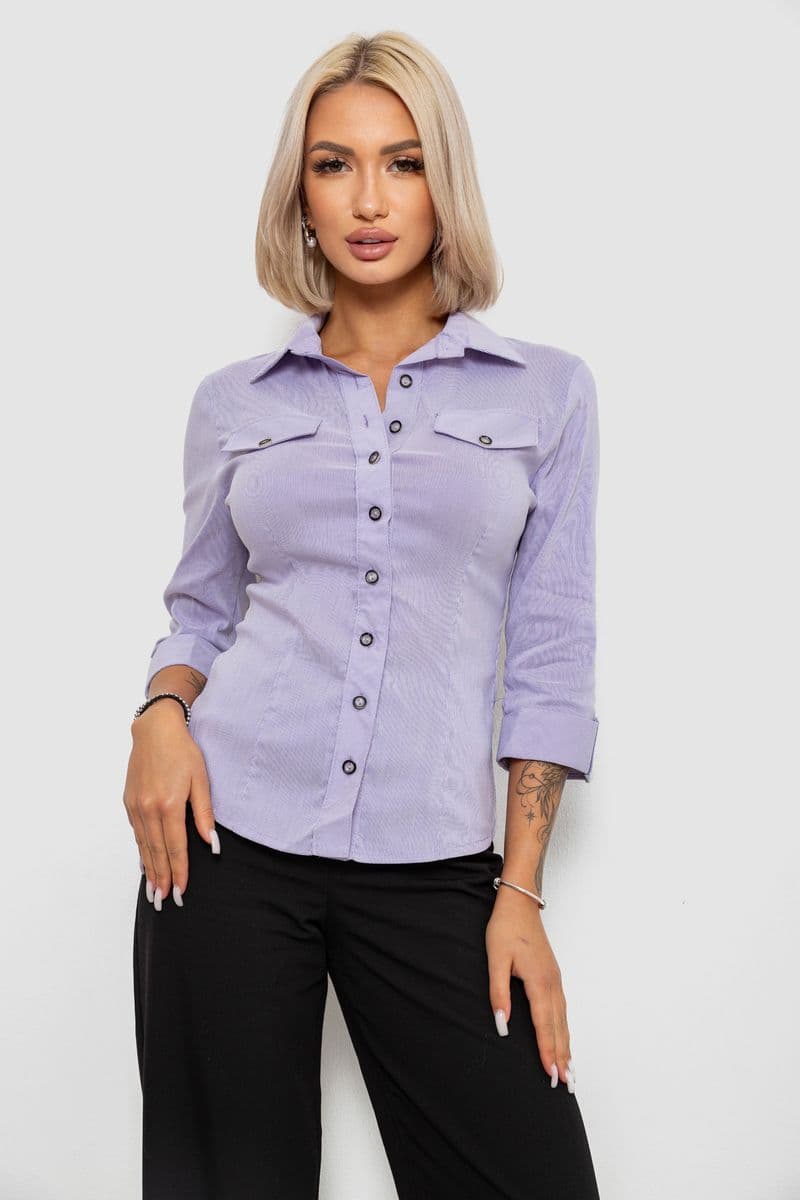 Сорочка класична в смужку, колір бузковий, 230R643 - зображення 1
