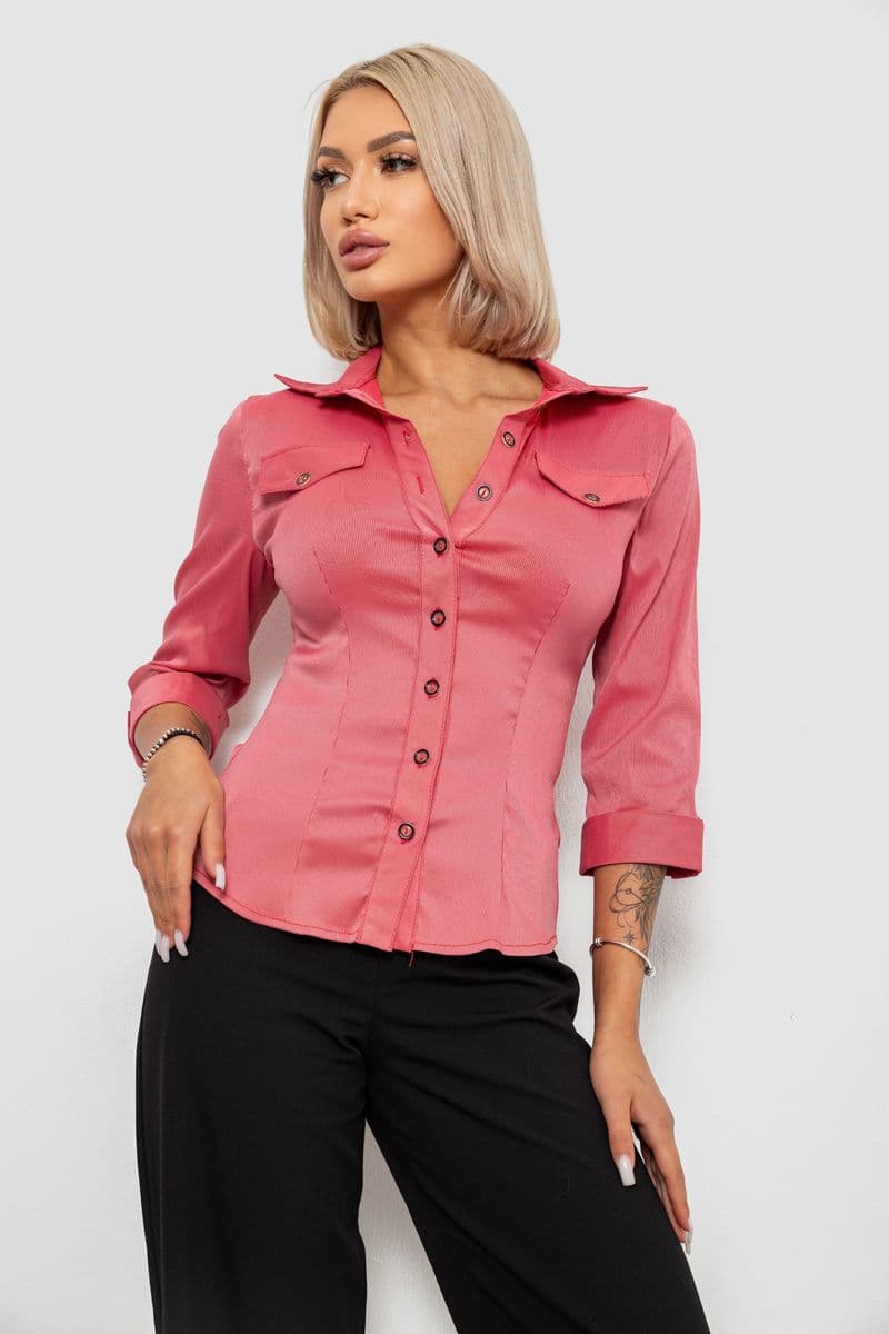 Сорочка класична в смужку, колір кораловий, 230R643 - зображення 1