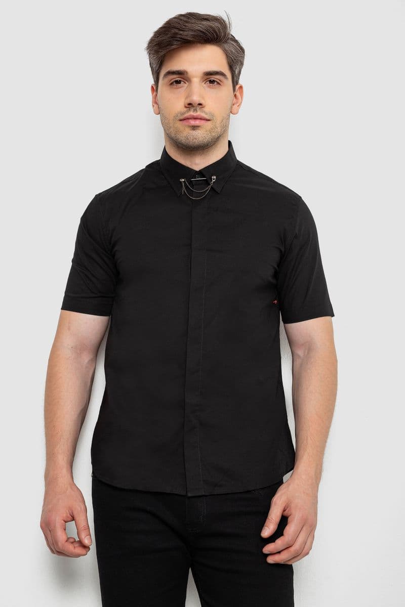 Сорочка чоловіча однотонна, колір чорний, 214R6917 - зображення 1