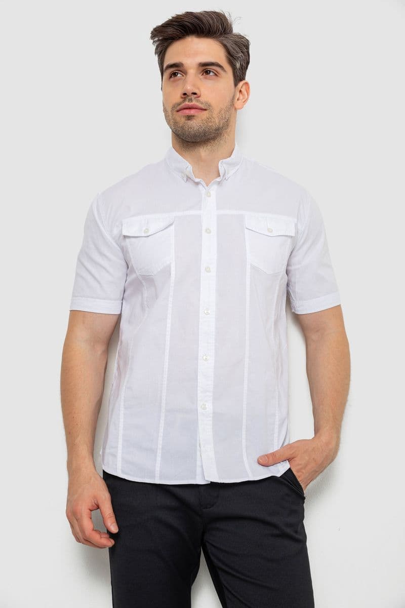 Сорочка чоловіча однотонна, колір білий, 214R6917-2 - зображення 1