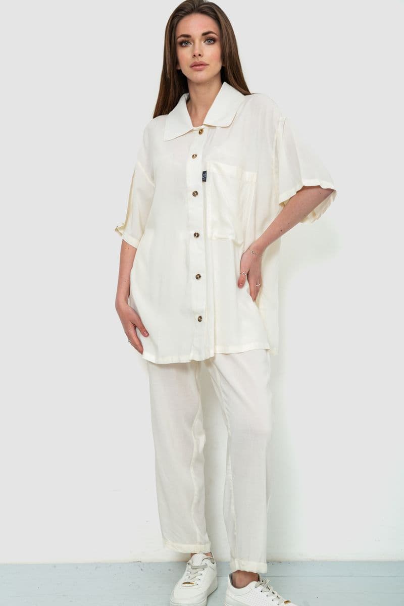 Костюм жіночий, колір молочний, 102R5227 - зображення 1