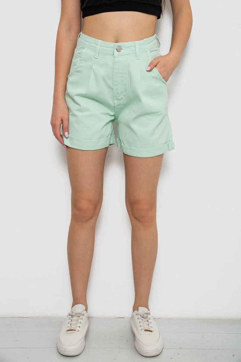 Шорти жіночі джинсові, колір м'ятний, 182R1664 - зображення 1