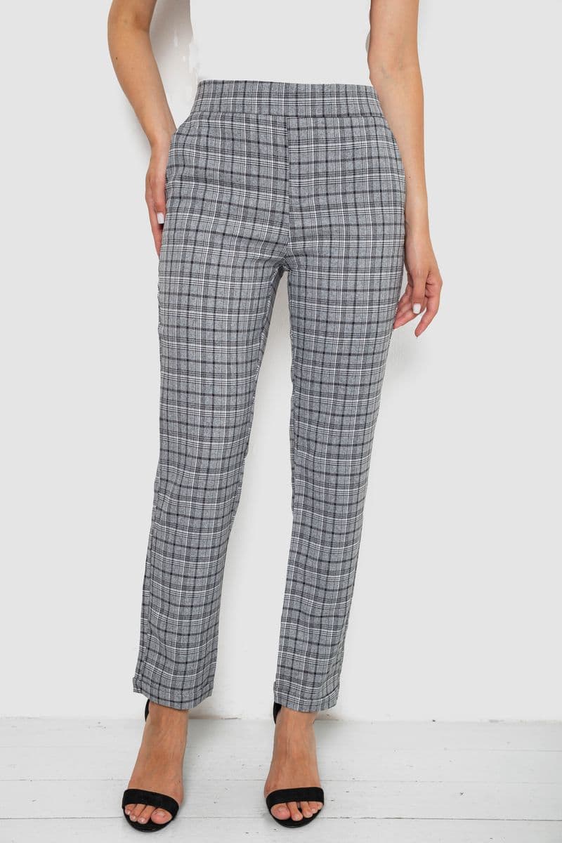 Штани жіночі у клітинку, колір сірий, 238RM94 - зображення 1