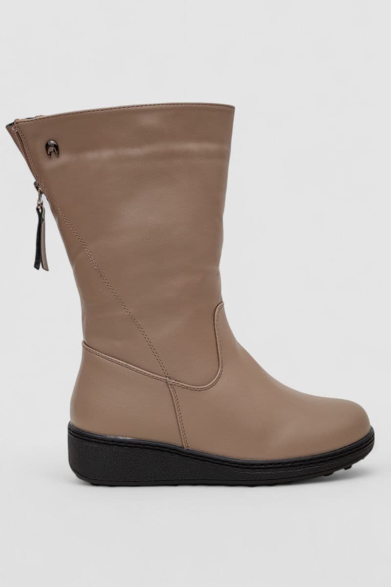 Чоботи жіночі зимові на хутрі, колір бежевий, 243RY200 - зображення 1