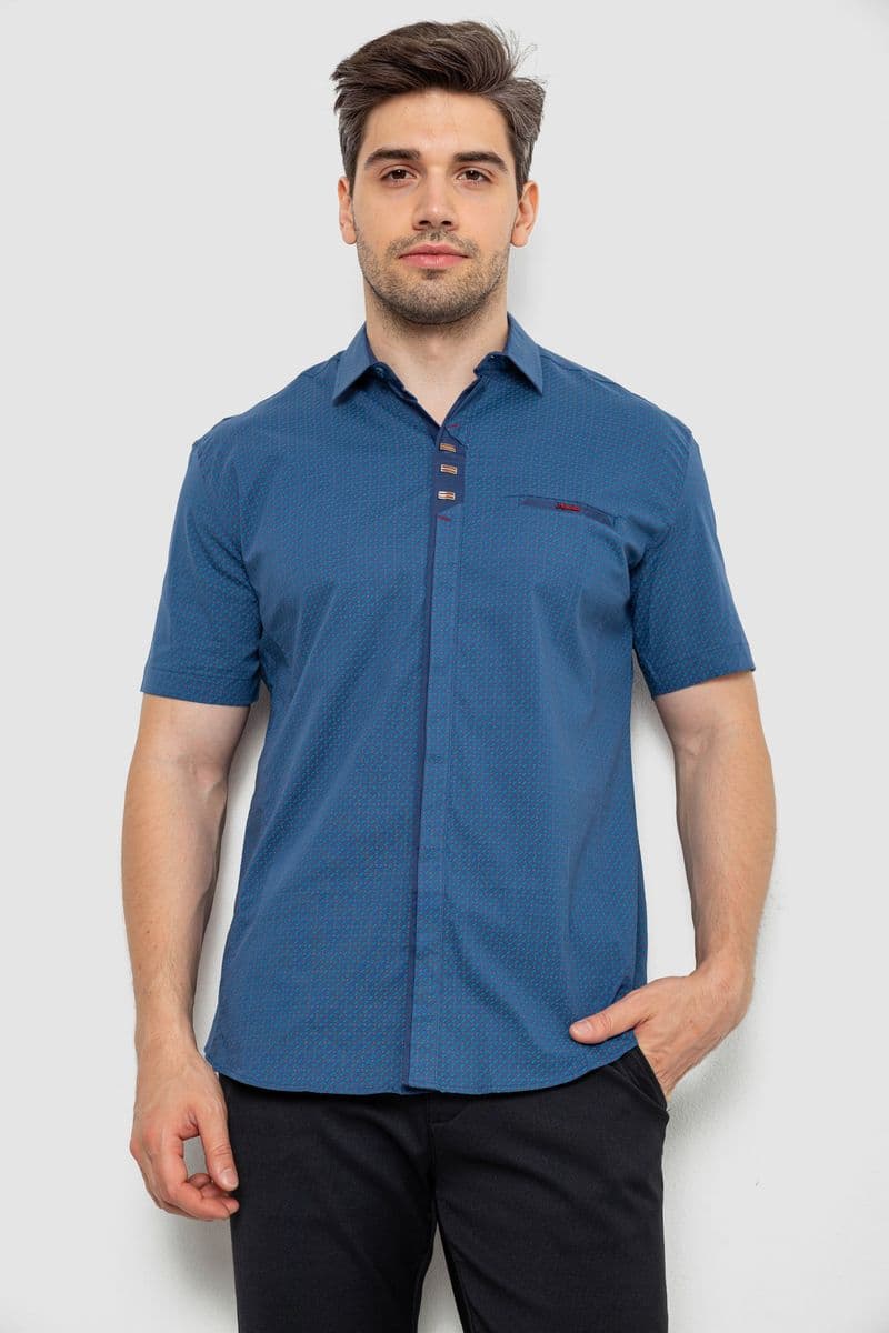 Сорочка чоловіча з принтом, колір синій, 214R7020 - зображення 1