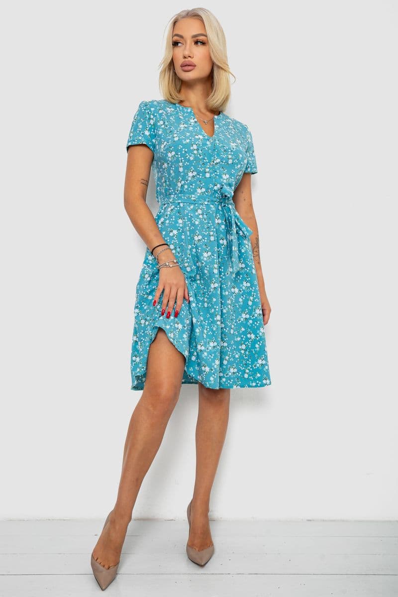 Сукня софт з принтом, колір бірюзовий, 230R0032 - зображення 1