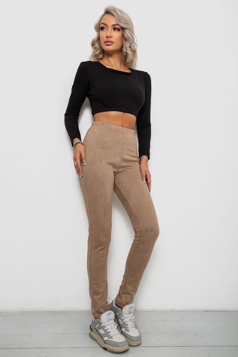 Лосини однотонні, колір бежевий, 257R2045 - зображення 1