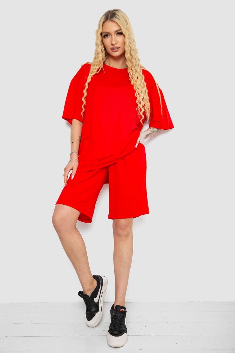 Костюм жіночий повсякденний, колір червоний, 238R1615 - зображення 1