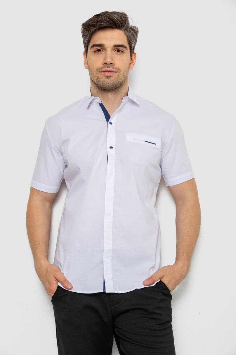 Сорочка чоловіча однотонна, колір білий, 214R7118 - зображення 1