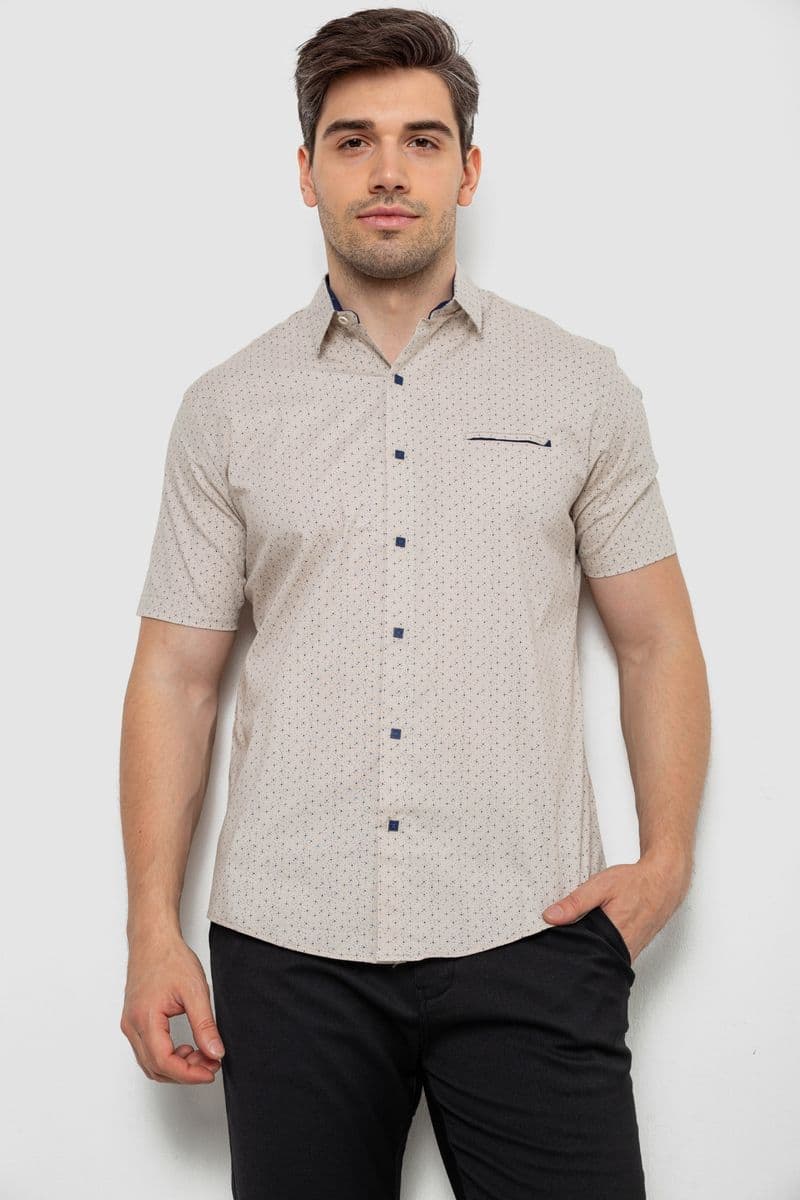 Сорочка чоловіча з принтом, колір бежевий, 214R7332 - зображення 1