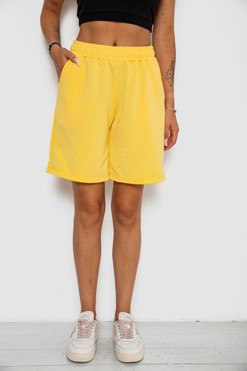 Шорти жіночі однотонні, колір світло-жовтий, 238R57820 - зображення 1