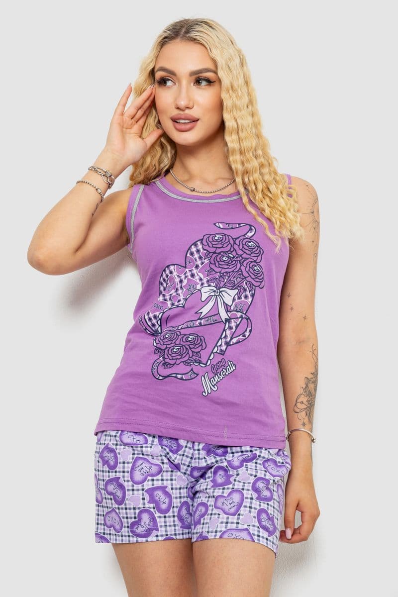 Піжама жіноча, колір бузковий, 243R03674 - зображення 1