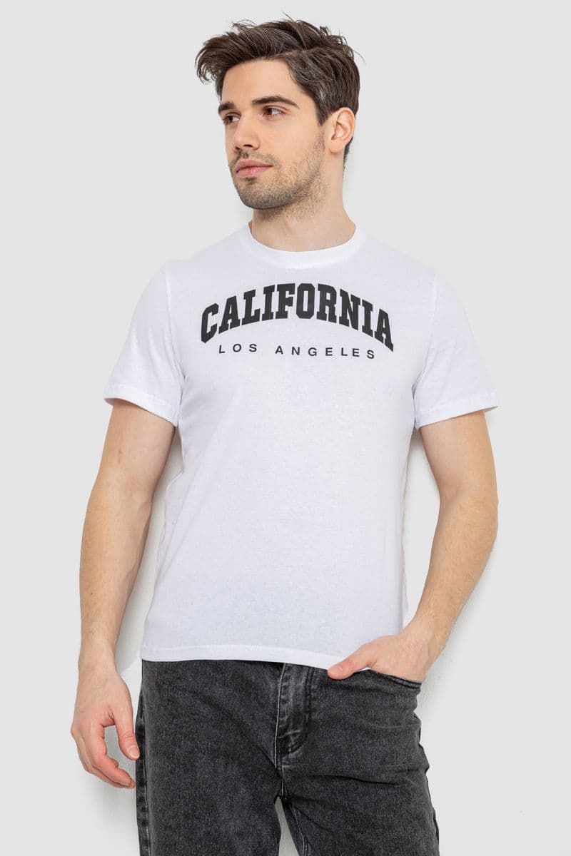 Футболка чоловіча з принтом, колір білий, 241R1908 - зображення 1