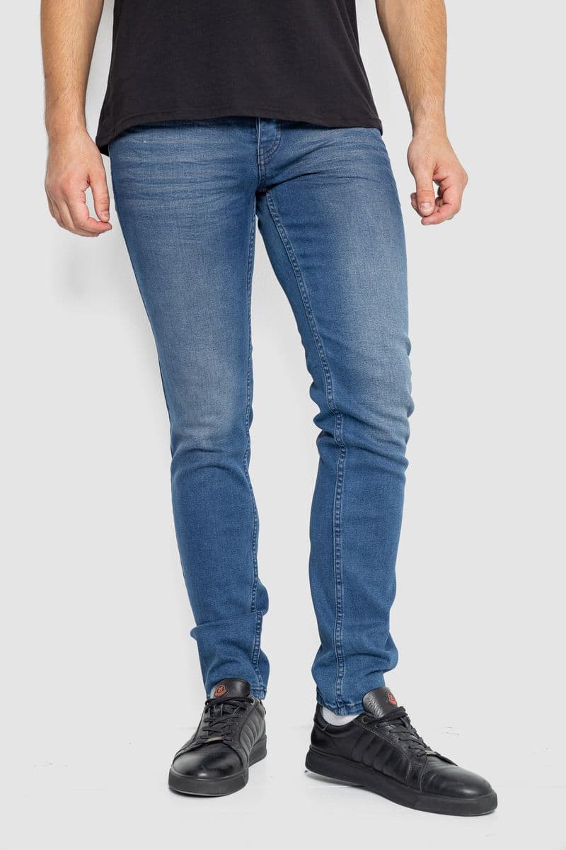 Джинси чоловічі однотонні, колір темно-синій, 247R6301-1 - зображення 1