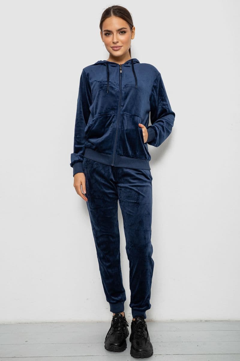 Спортивний костюм жіночий велюровий, колір синій, 244R9135 - зображення 1