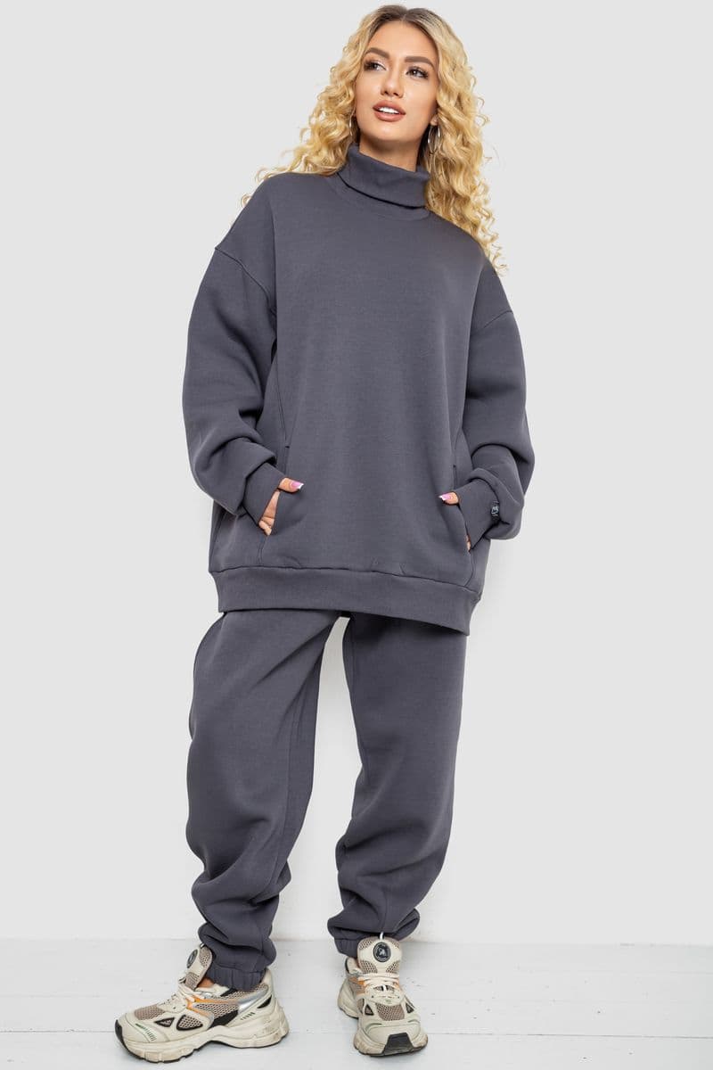 Спортивний костюм жіночий на флісі, колір сірий, 102R7723 - зображення 1
