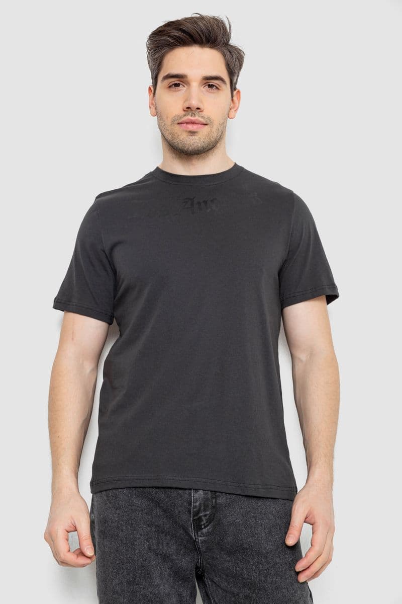 Футболка чоловіча з принтом, колір темно-сірий, 241R1904 - зображення 1
