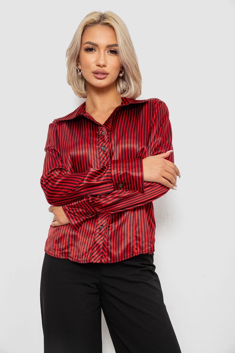 Сорочка класична в смужку, колір чорно-червоний, 230R66 - зображення 1
