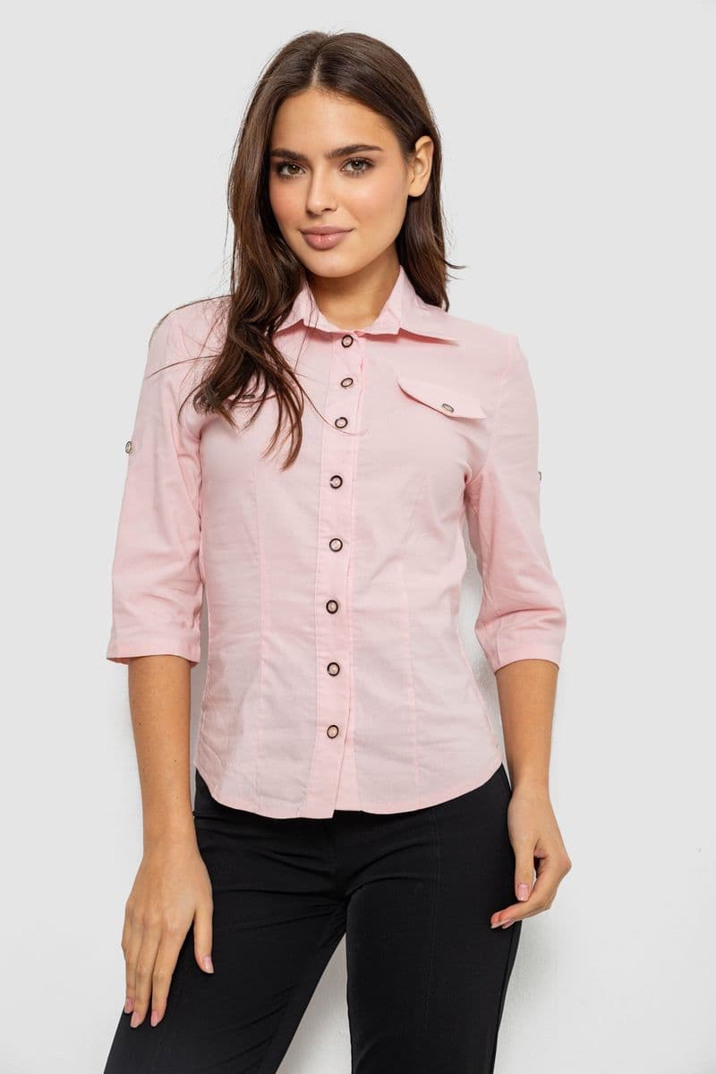 Сорочка жіноча однотонна, колір рожевий, 230R068-5 - зображення 1