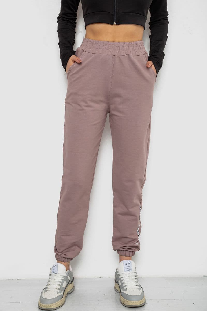 Спортивні штани жіночі, колір темно-бежевий, 238R57673 - зображення 1