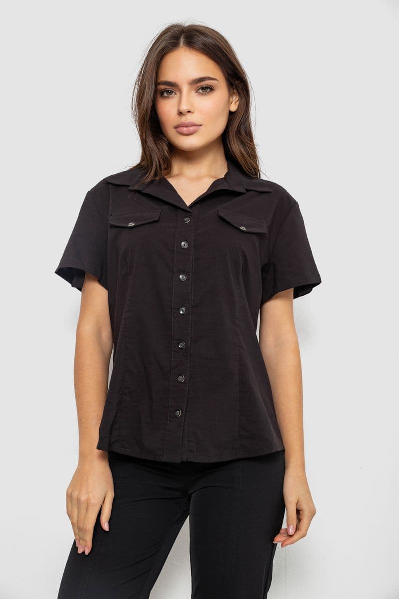 Сорочка жіноча однотонна, колір чорний, 230R068-1 - зображення 1