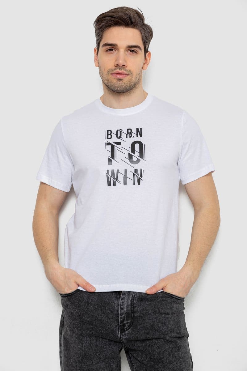 Футболка чоловіча з принтом, колір білий, 241R1901 - зображення 1