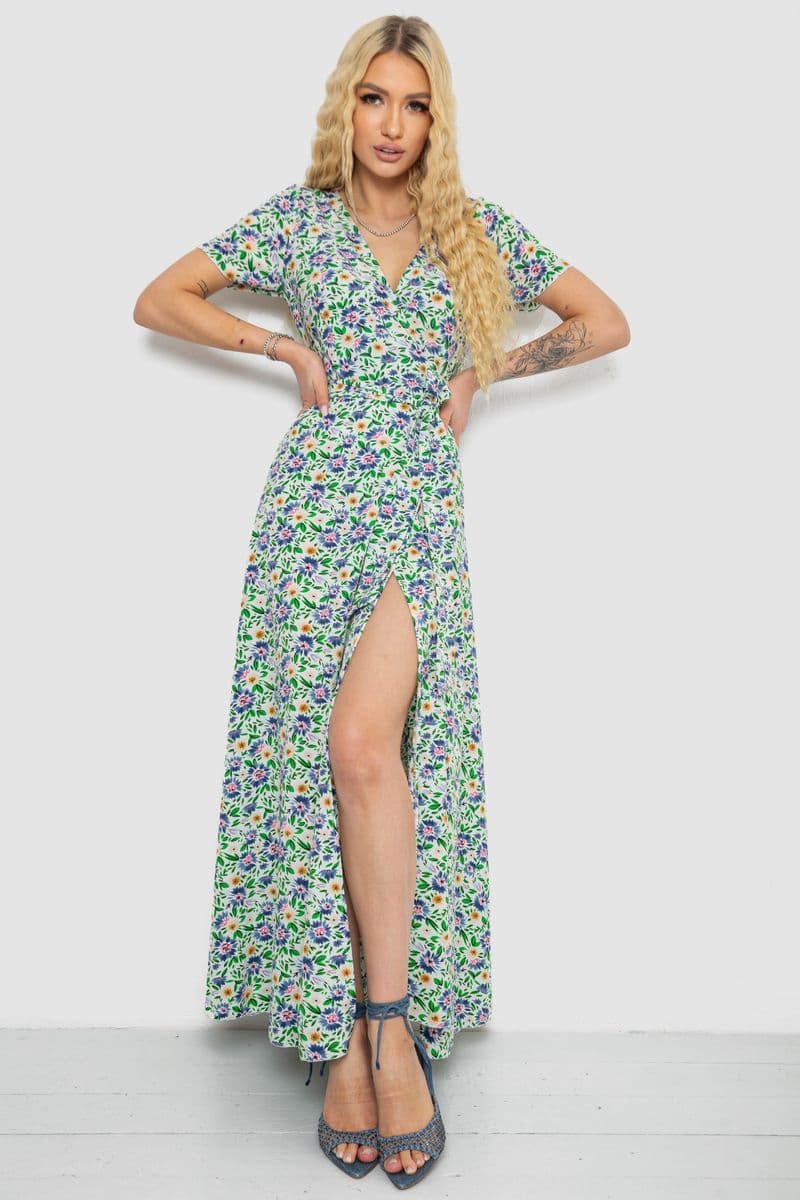 Сарафан з квітковим принтом, колір молочно-синій, 241R179 - зображення 1