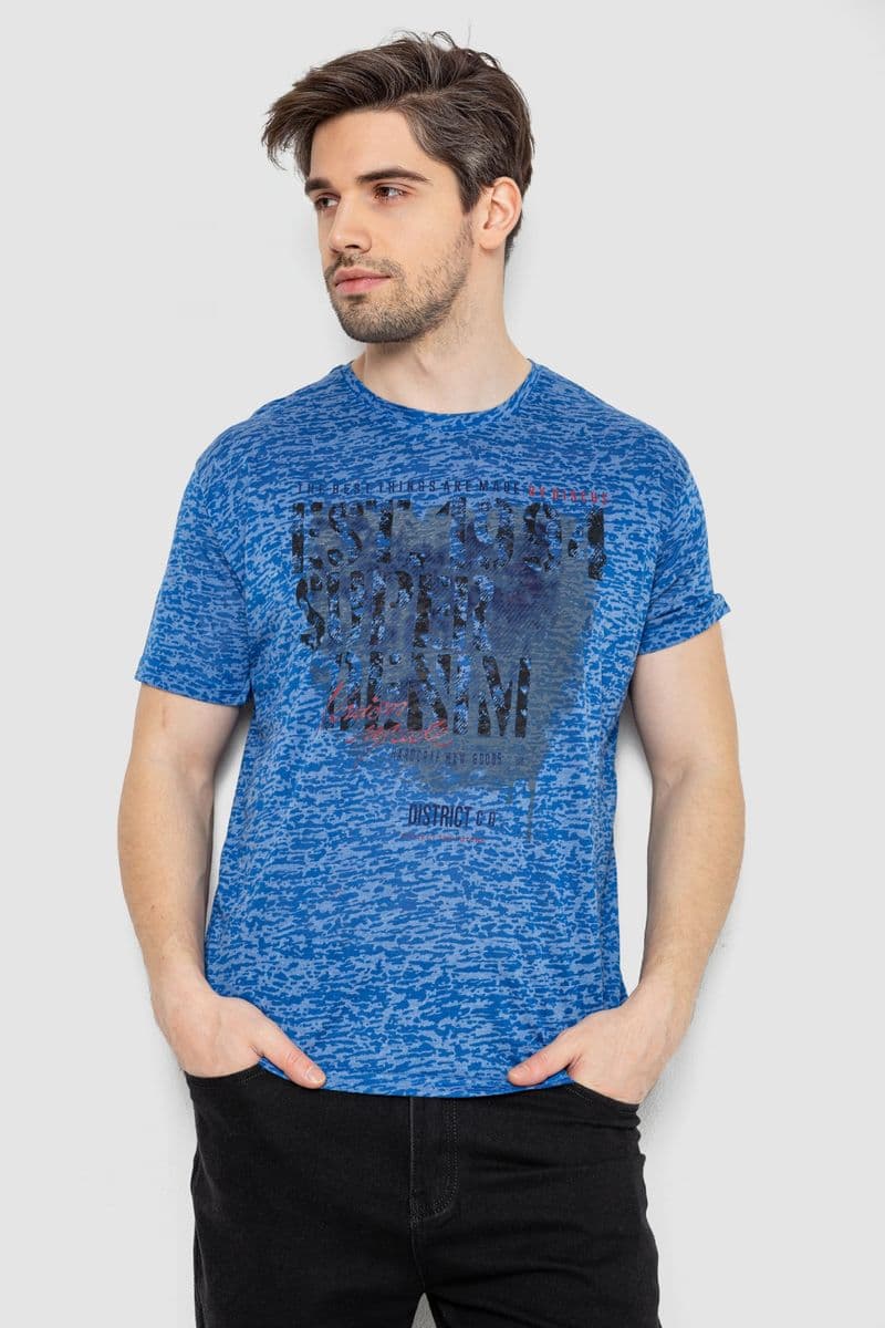 Футболка чоловіча з принтом, колір синій, 244R6019 - зображення 1