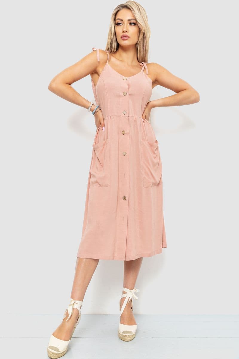 Сарафан повсякденний однотонний, колір пудровий, 102R333 - зображення 1