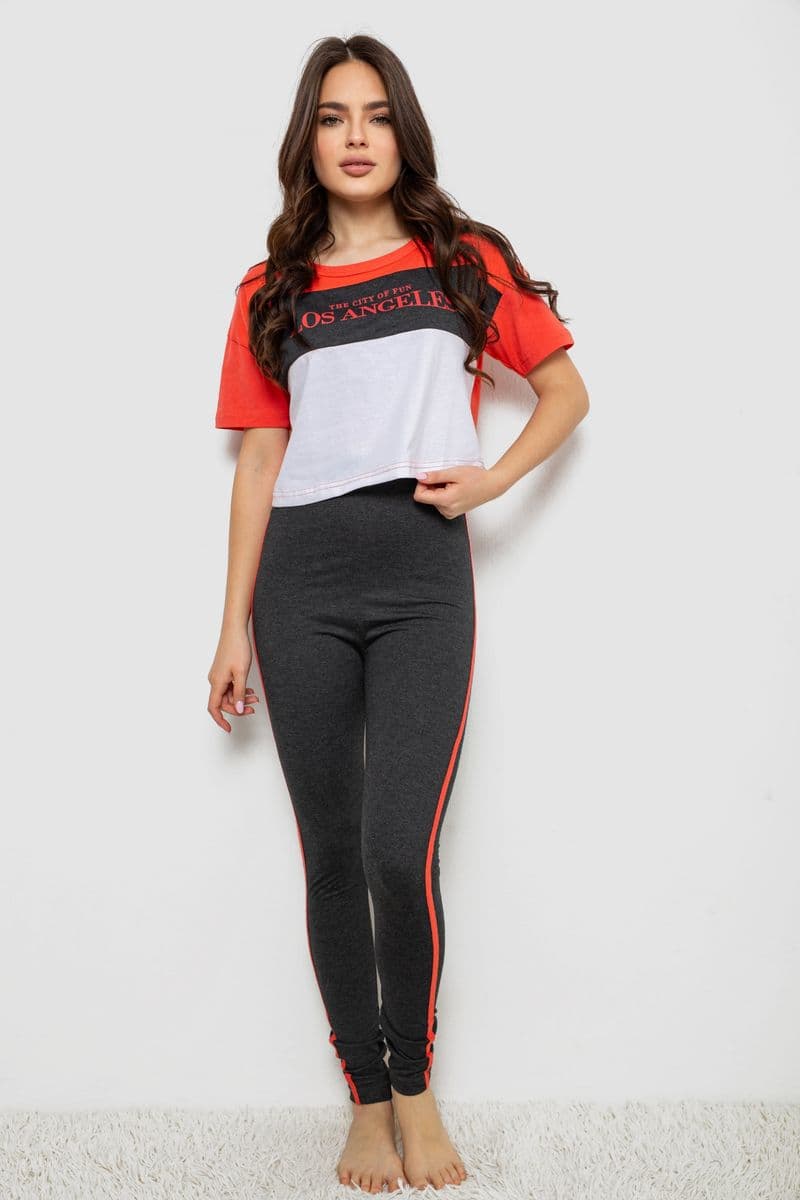 Піжама жіноча з принтом, колір сірий, 243R1488-007 - зображення 1