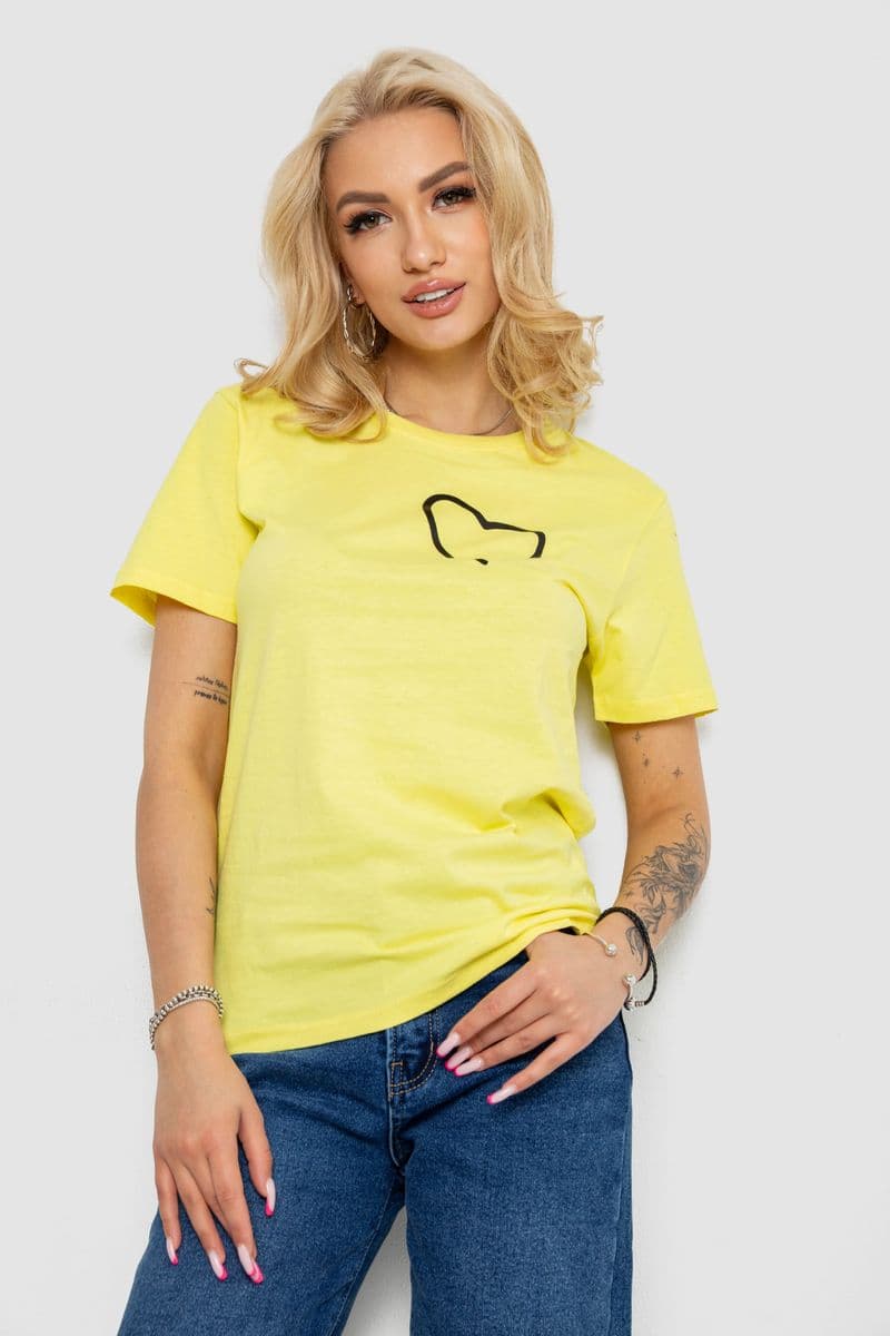 Футболка жіноча з принтом, колір жовтий, 238R557 - зображення 1