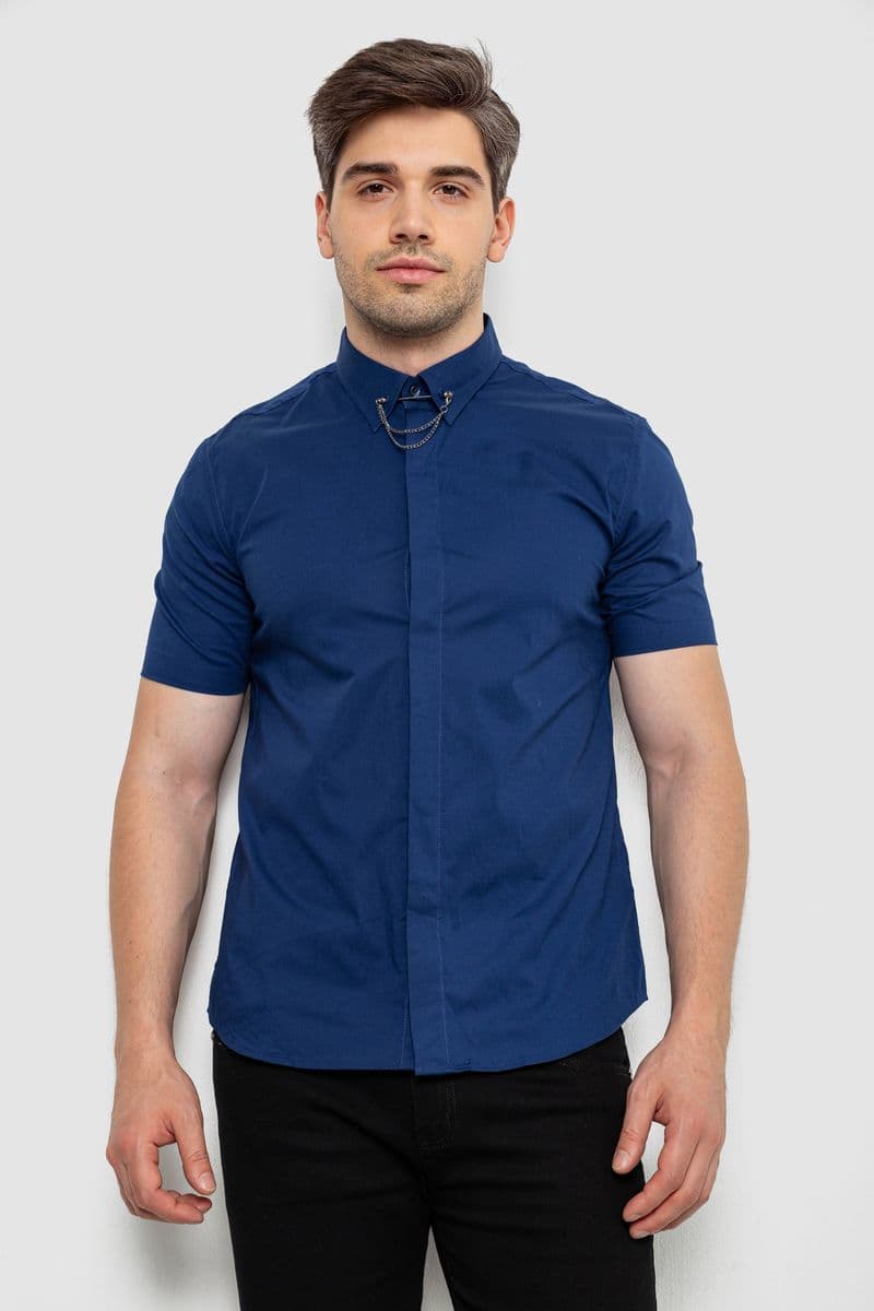 Сорочка чоловіча однотонна, колір синій, 214R6917 - зображення 1