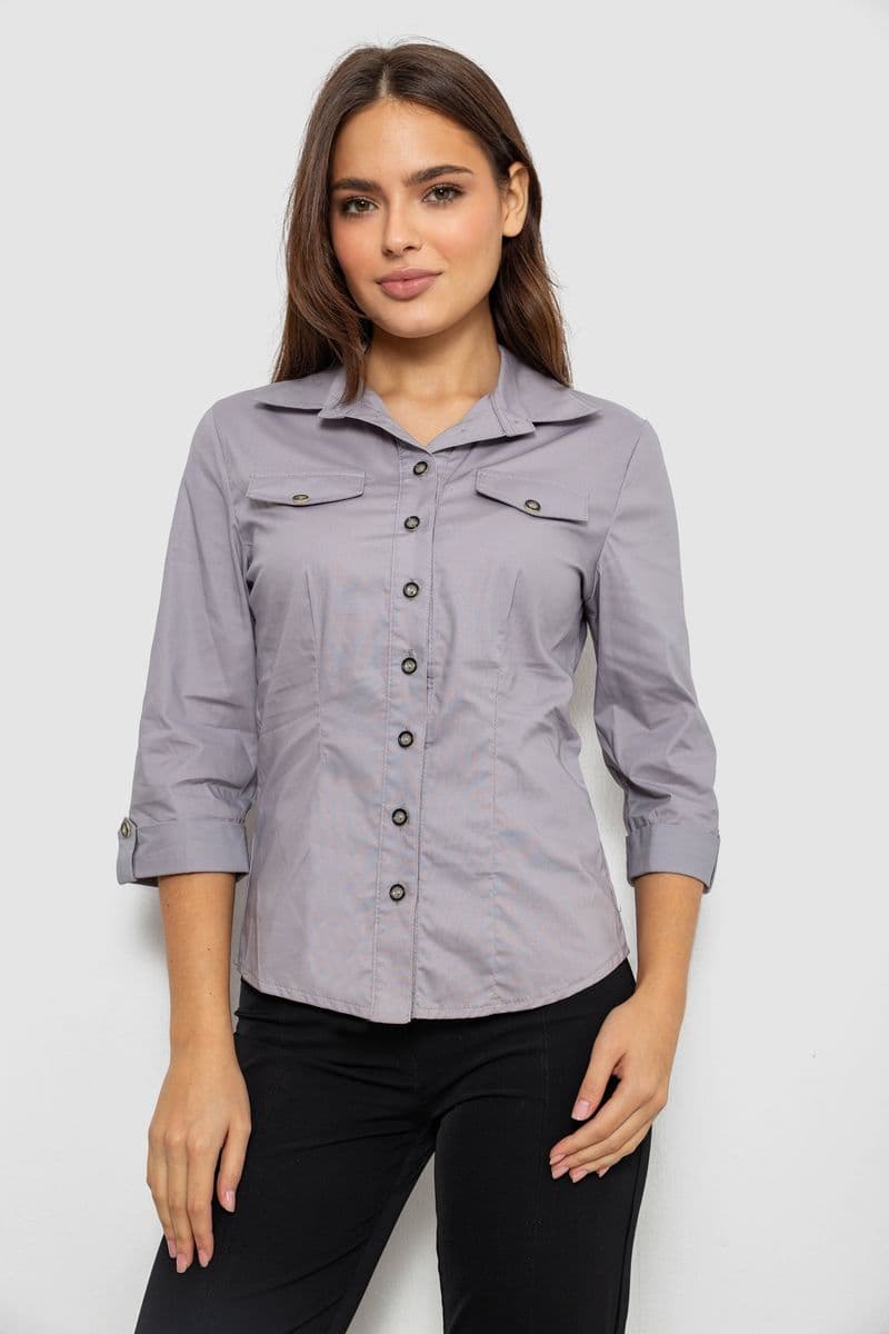 Сорочка жіноча однотонна, колір сірий, 230R068-3 - зображення 1