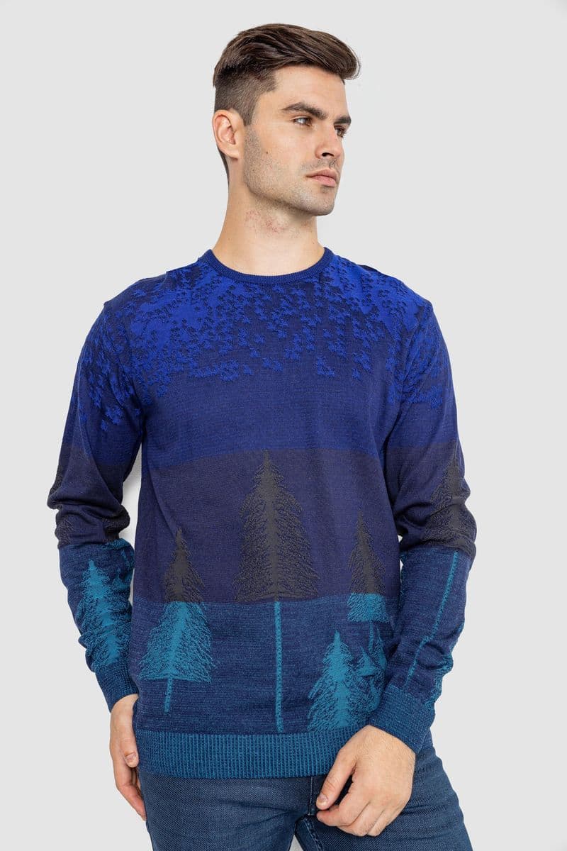 Светр чоловічий повсякденний, колір електрик, 247R6138 - зображення 1