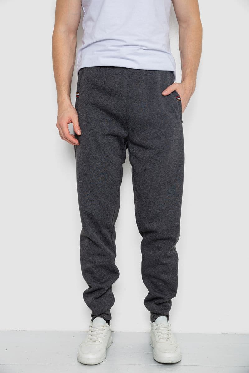 Спортивні штани чоловічі на флісі, колір темно-сірий, 244R41271 - зображення 1