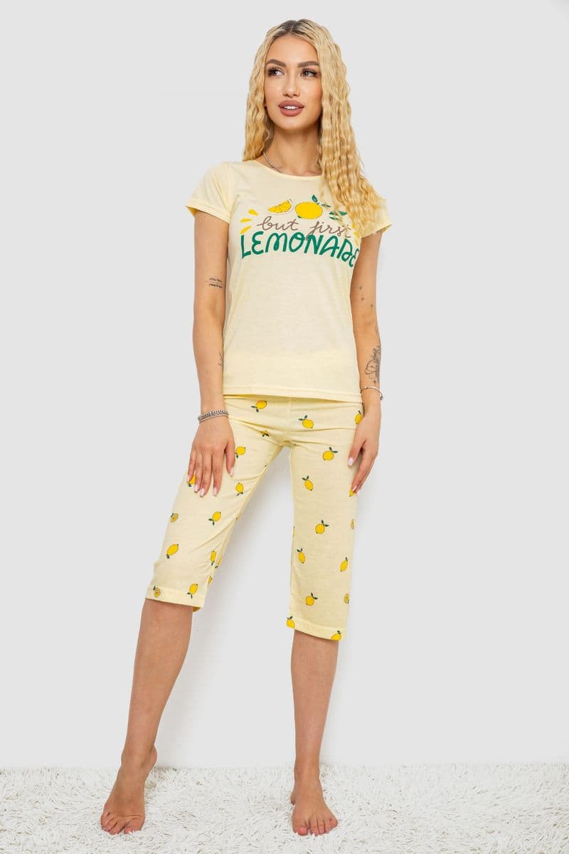 Піжама жіноча з принтом, колір жовтий, 243R7052 - зображення 1