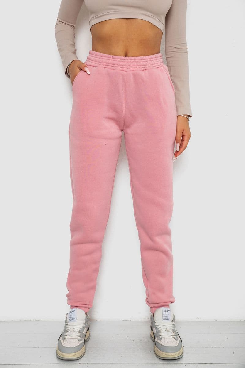 Спортивні штани жіночі на флісі, колір рожевий, 238R57828 - зображення 1