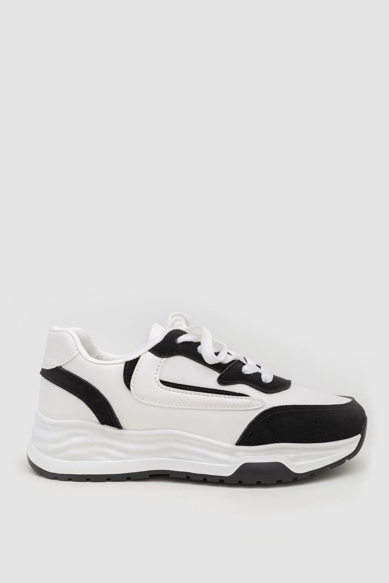 Кросівки жіночі екошкіра, колір біло-чорний, 243R186-112 - зображення 1