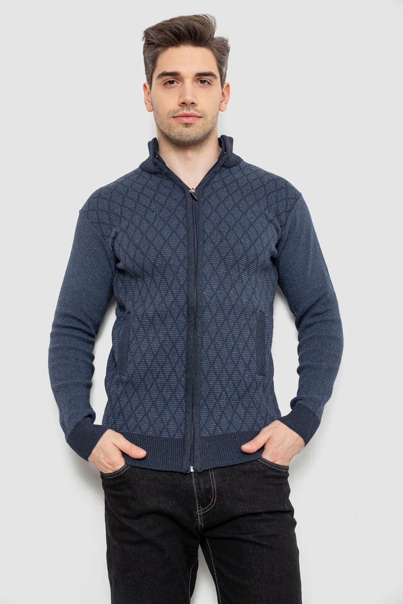 Кофта чоловіча на блискавці, колір синій, 161R1013 - зображення 1