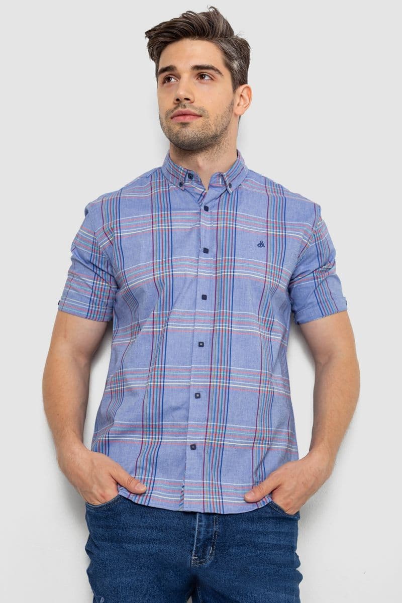 Сорочка чоловіча в клітку, колір бузковий, 214R244564 - зображення 1