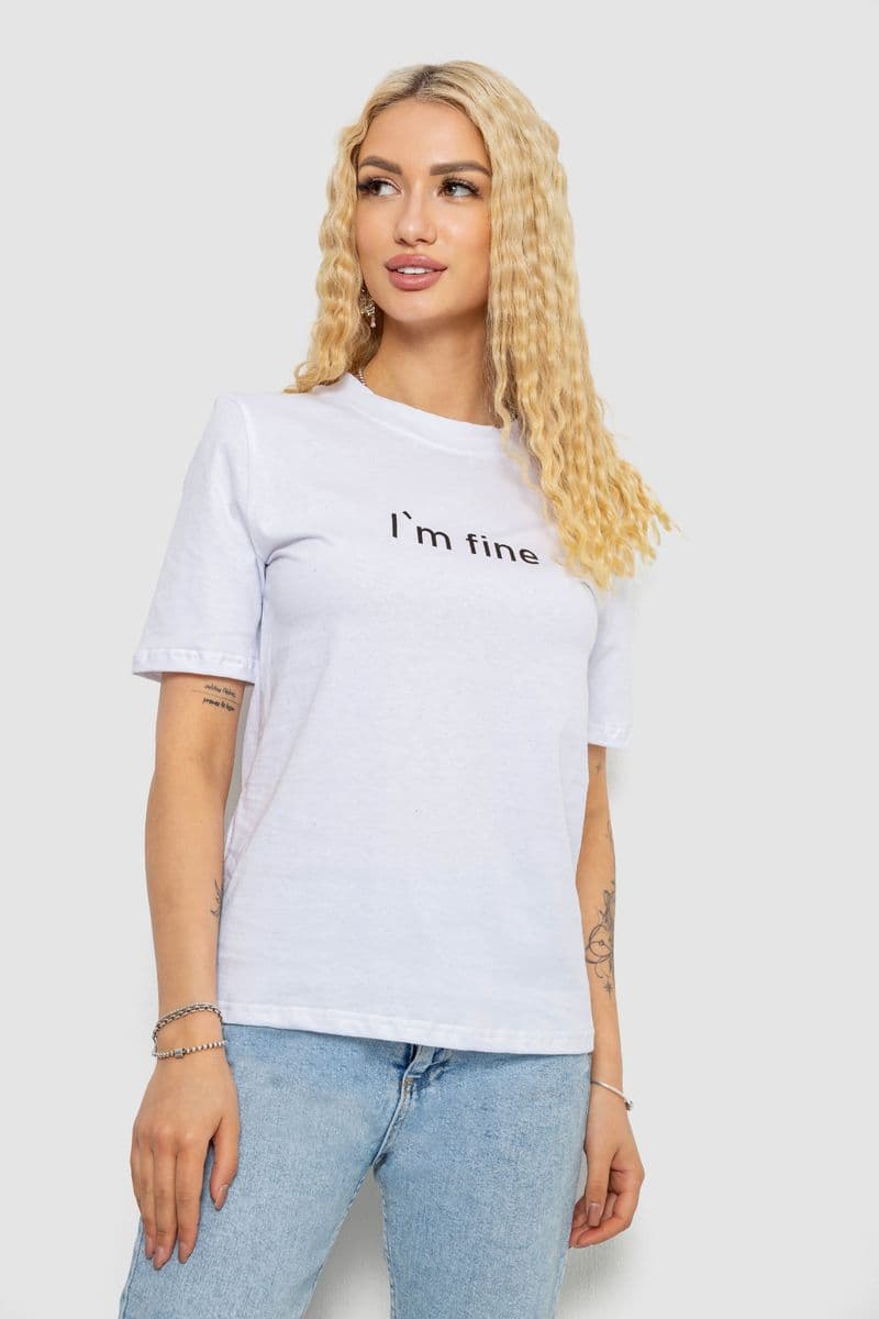 Футболка жіноча з принтом, колір білий, 241R1833 - зображення 1