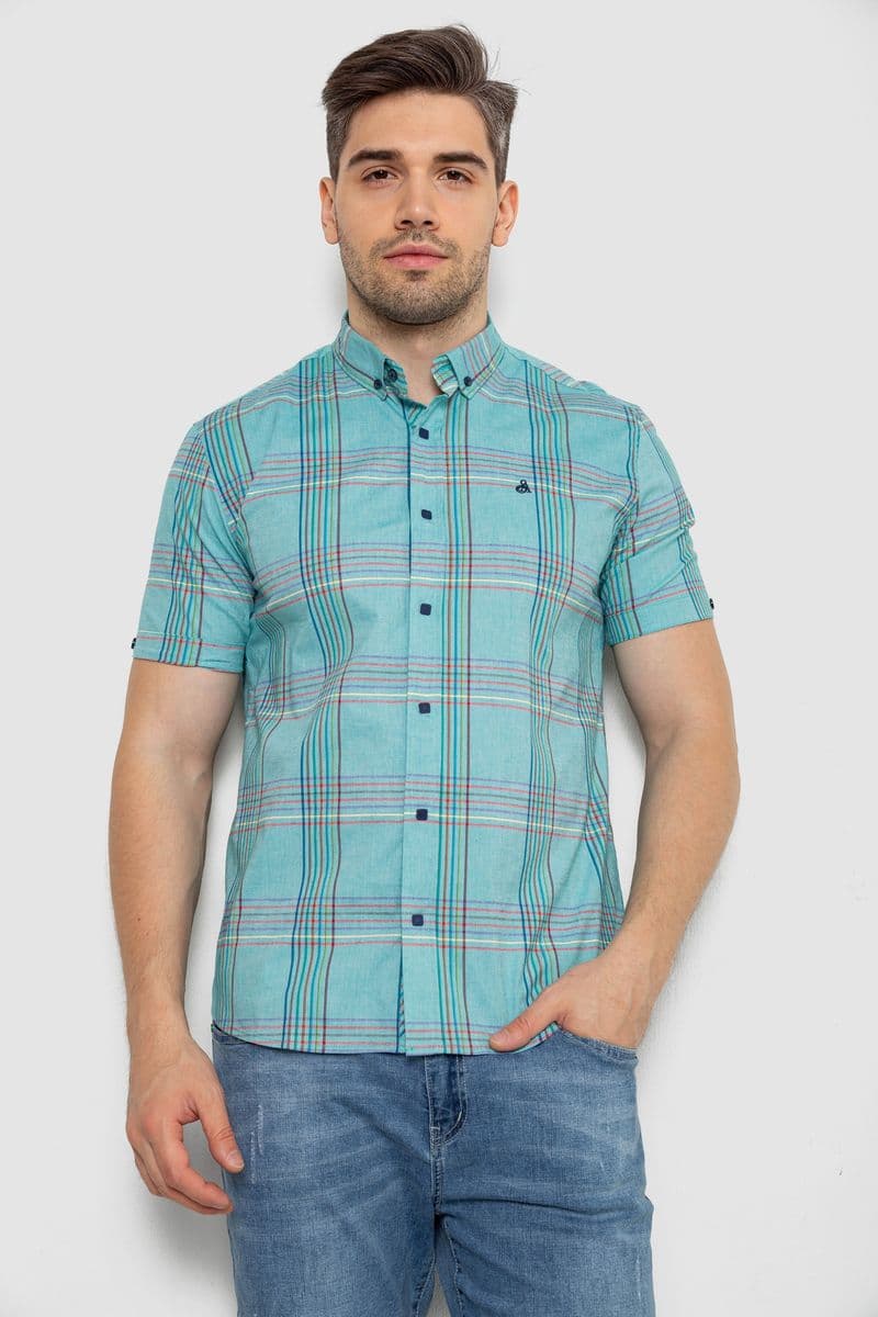 Сорочка чоловіча в смужку, колір м'ятний, 214R841 - зображення 1