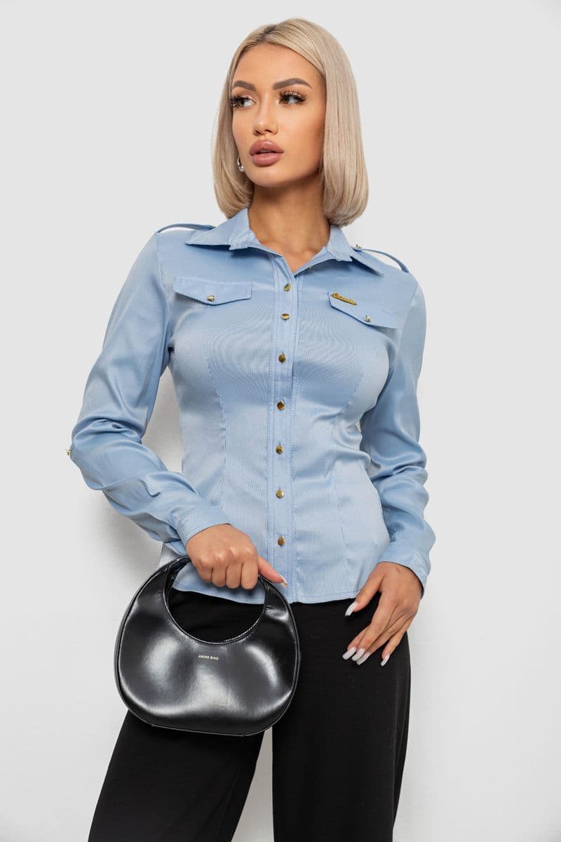 Сорочка класична в смужку, колір блакитний, 230R646 - зображення 1