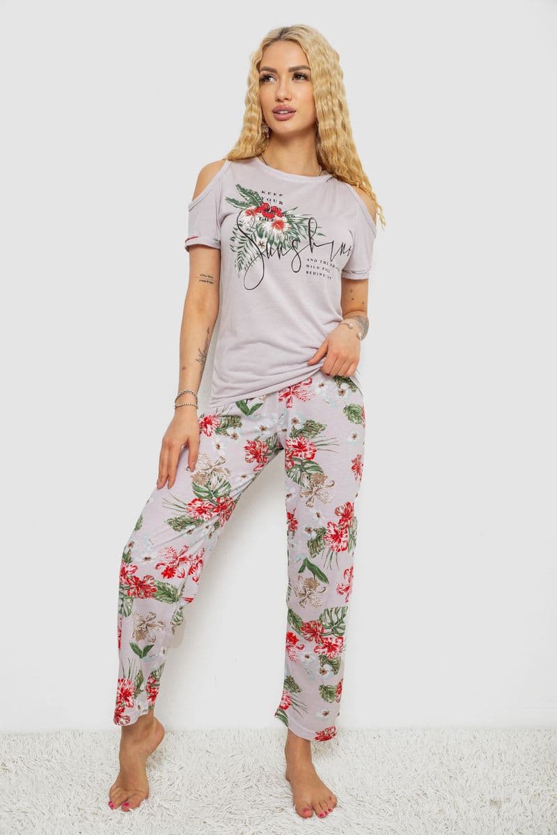 Піжама жіноча з принтом, колір світло-бузковий, 243R2038-C - зображення 1