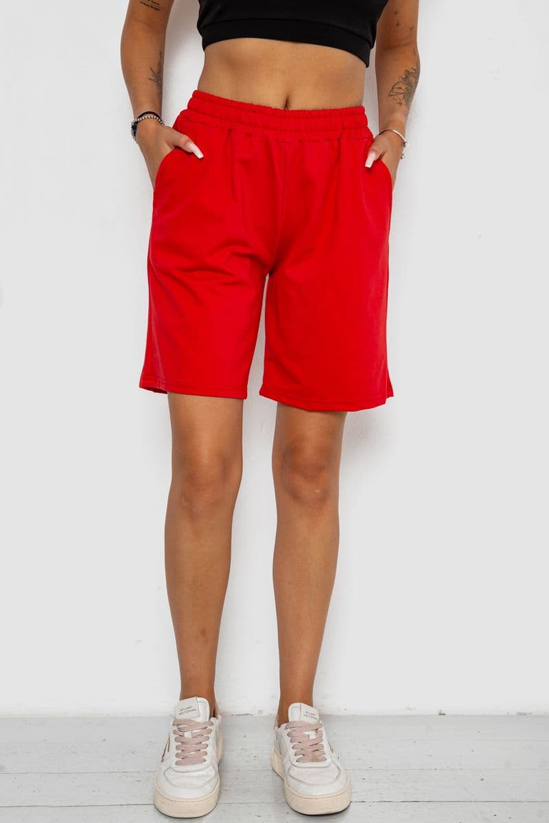 Шорти жіночі однотонні, колір червоний, 238R57820 - зображення 1