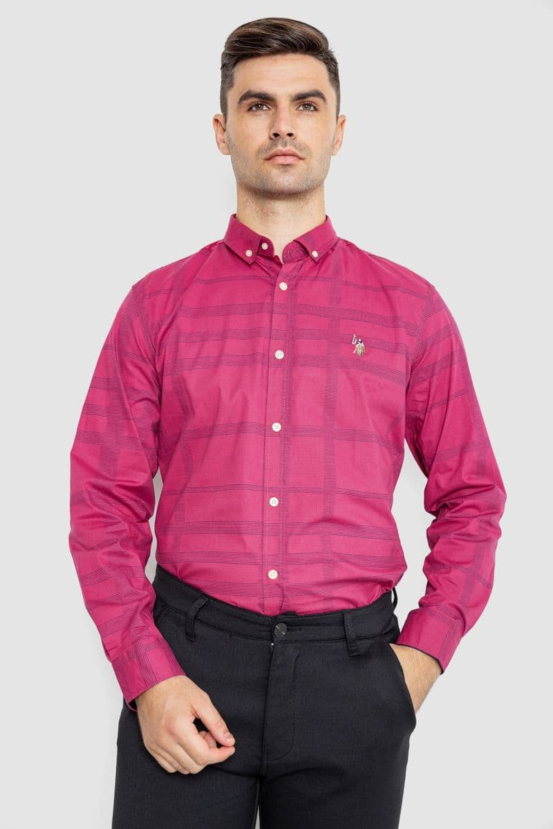 Сорочка чоловіча повсякденна, колір бордовий, 247R403 - зображення 1