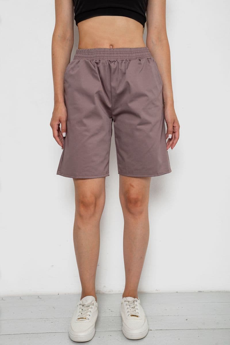 Шорти жіночі однотонні, колір мокко, 238R315-1 - зображення 1