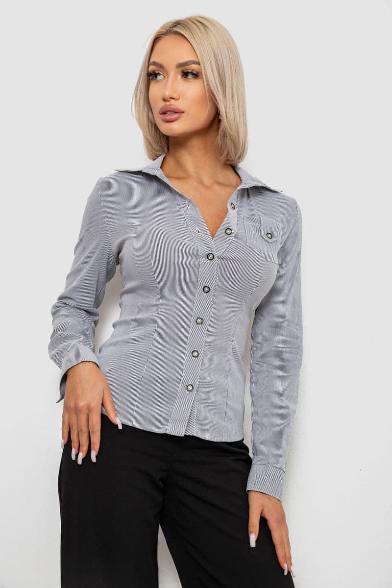 Сорочка класична в смужку, колір сірий, 230R644-1 - зображення 1