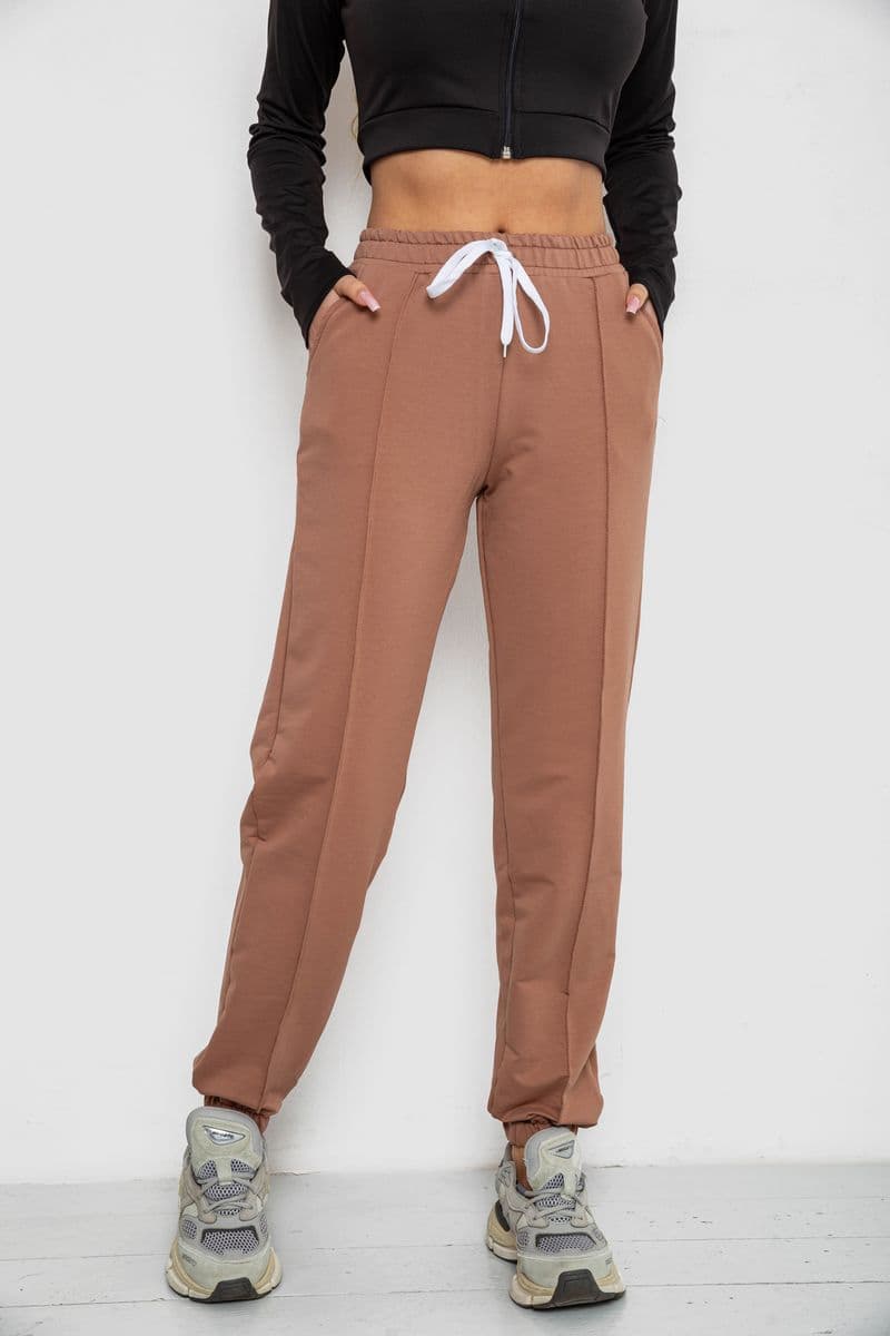 Спортивні штани жіночі, колір темно-бежевий, 247R4670-1 - зображення 1